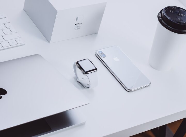 Apple products on table