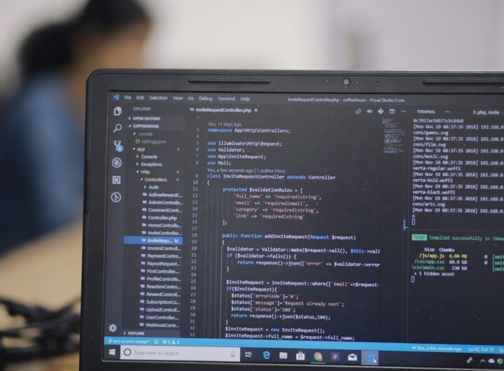 turned on black laptop