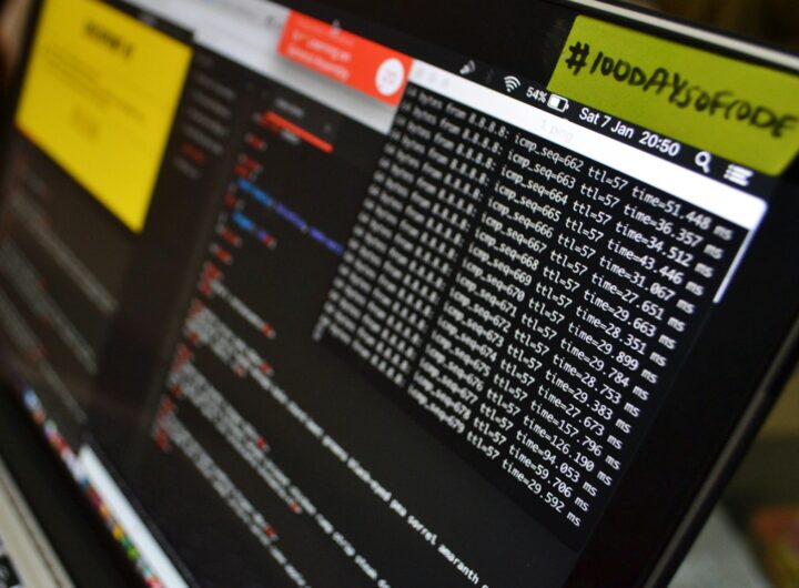 black laptop computer turned on