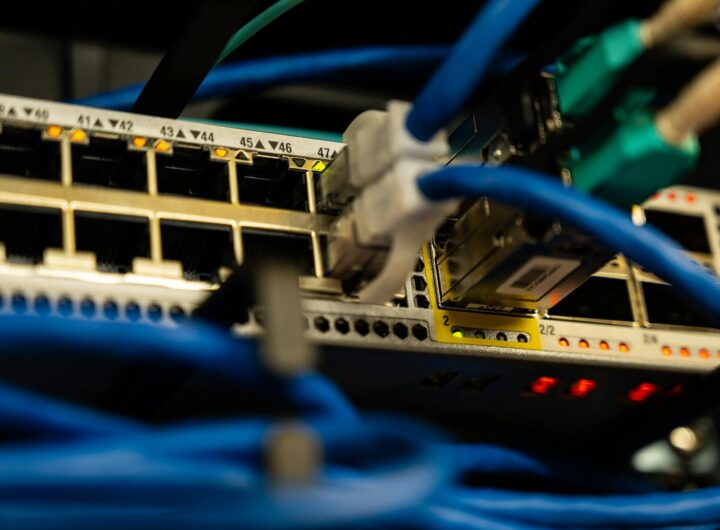 ethernet cables plugged in network switch