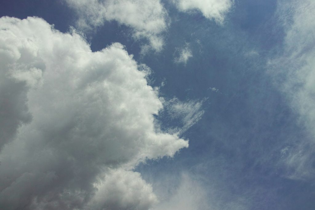 white clouds and blue sky