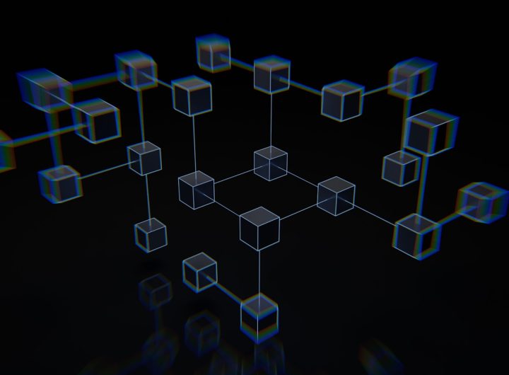 a group of cubes that are on a black surface