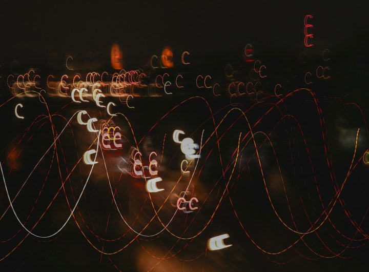 a blurry photo of a city at night